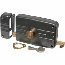 ISEO CAVERS Serrure En Applique Noire Gauche à Tirage - Clé I - Axe à 70 Mm - Série 5G - Iséo