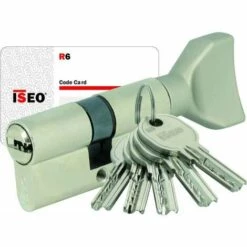 ISEO CAVERS Cylindre à Bouton IS-R6 Iseo - 5 Clés Réversibles - Sur Numéro AGL009726 - 40x40B - Laiton Nickelé