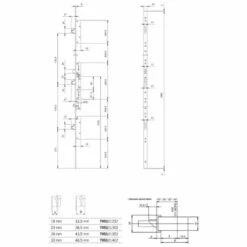 ISEO CAVERS Serrure 3 Points Multiblindo Inox ISEO Pêne Réversible - Têtiere U 1860x24x6 - Axe 25 - 795101252