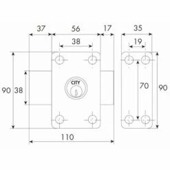 ISEO CAVERS Verrou ISEO City 26 Double Cylindre - Cylindre 60 Mm - Sur Variure MV 03 - 10022602V03 -ISEO CAVERS Soldes 2022 6809 2