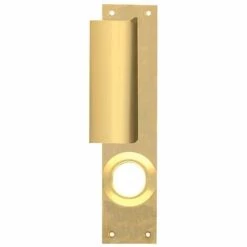 ISEO CAVERS Plaque Palière En Laiton Brossé Verni à Tirage Fixe Rallonge Et Plaque Réversible Pour Serrure Applique 3 Points Cavith Zenith Et Multilock